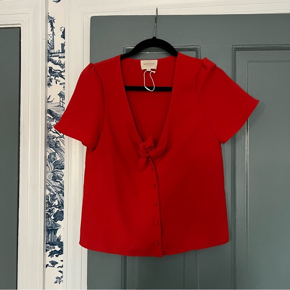 Sezane Red Eloine Top Sz 34 - Worn Once! - Picture 4 of 5